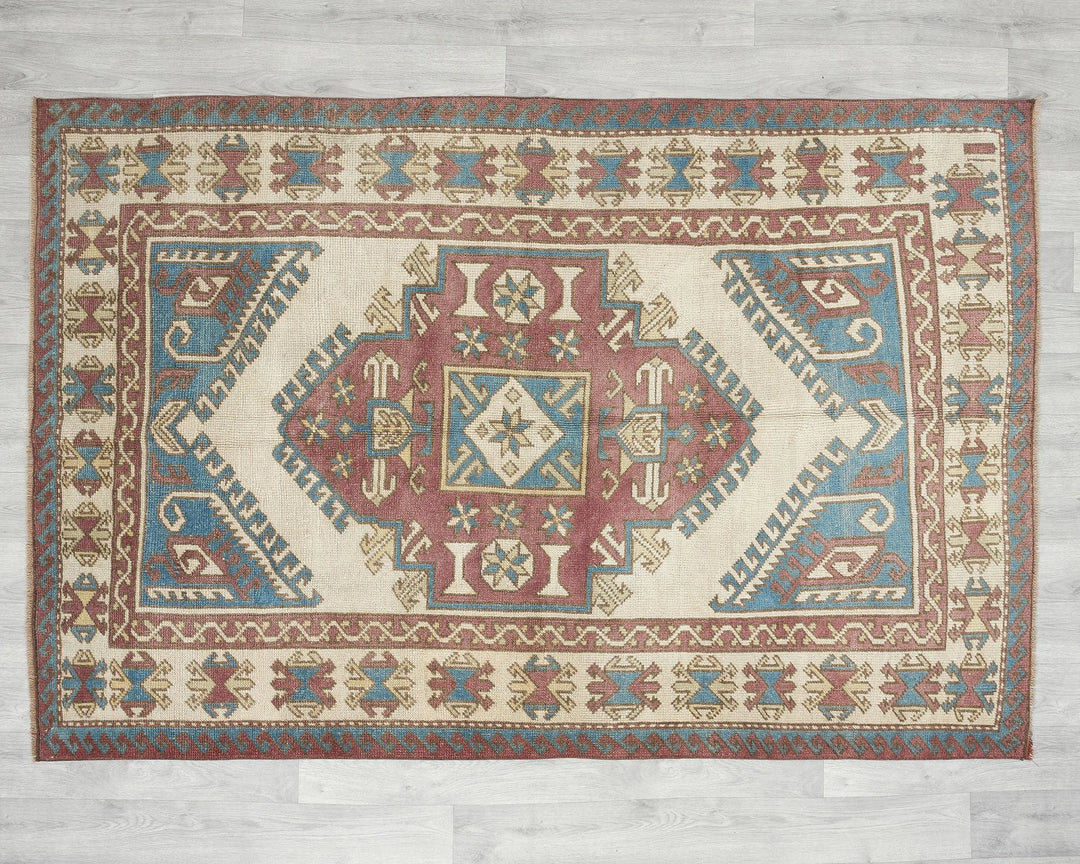 Multicolor Turkish Oushak Rug 4' 4" x 6' 11" Hand-Knotted | No. VR88840