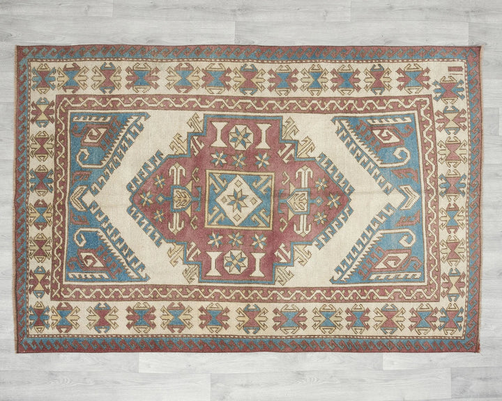 Multicolor Turkish Oushak Rug 4' 4" x 6' 11" Hand-Knotted | No. VR88840