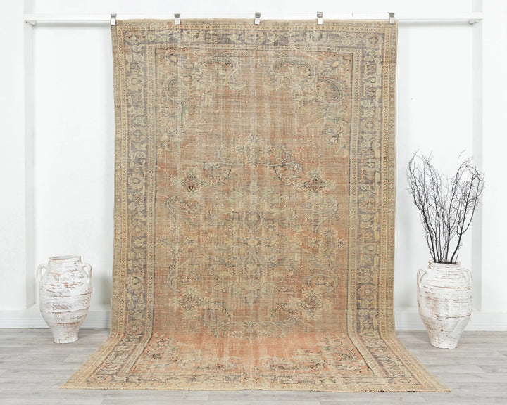 Orange Turkish Oushak Rug 6'1" x 9'7" Hand-Knotted | No. VR89006