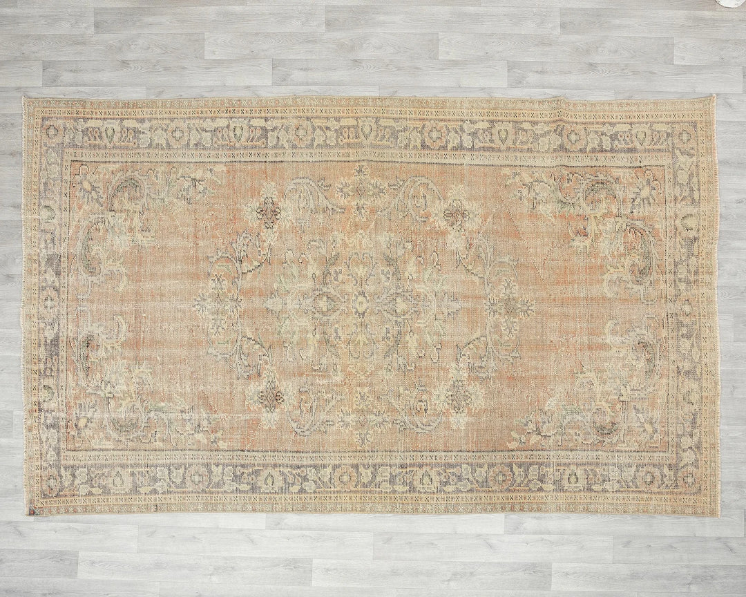 Orange Turkish Oushak Rug 6'1" x 9'7" Hand-Knotted | No. VR89006