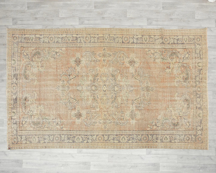 Orange Turkish Oushak Rug 6'1" x 9'7" Hand-Knotted | No. VR89006