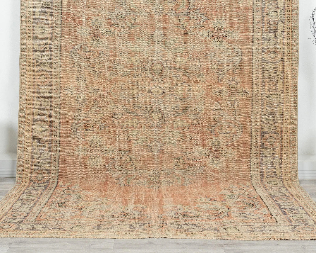 Orange Turkish Oushak Rug 6'1" x 9'7" Hand-Knotted | No. VR89006