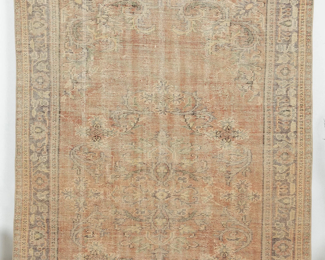 Orange Turkish Oushak Rug 6'1" x 9'7" Hand-Knotted | No. VR89006