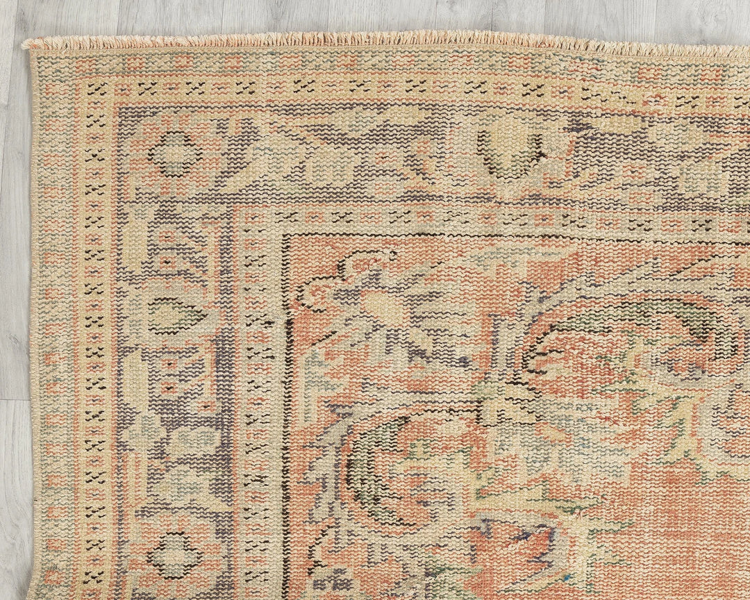 Orange Turkish Oushak Rug 6'1" x 9'7" Hand-Knotted | No. VR89006