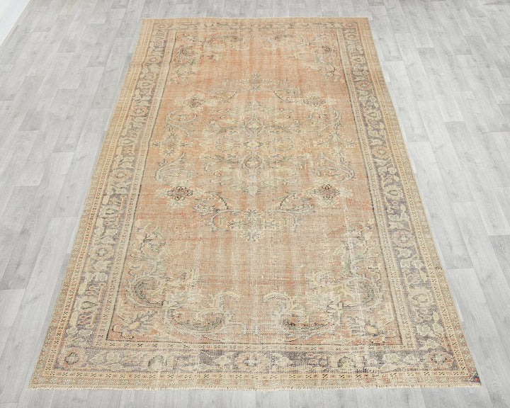 Orange Turkish Oushak Rug 6'1" x 9'7" Hand-Knotted | No. VR89006