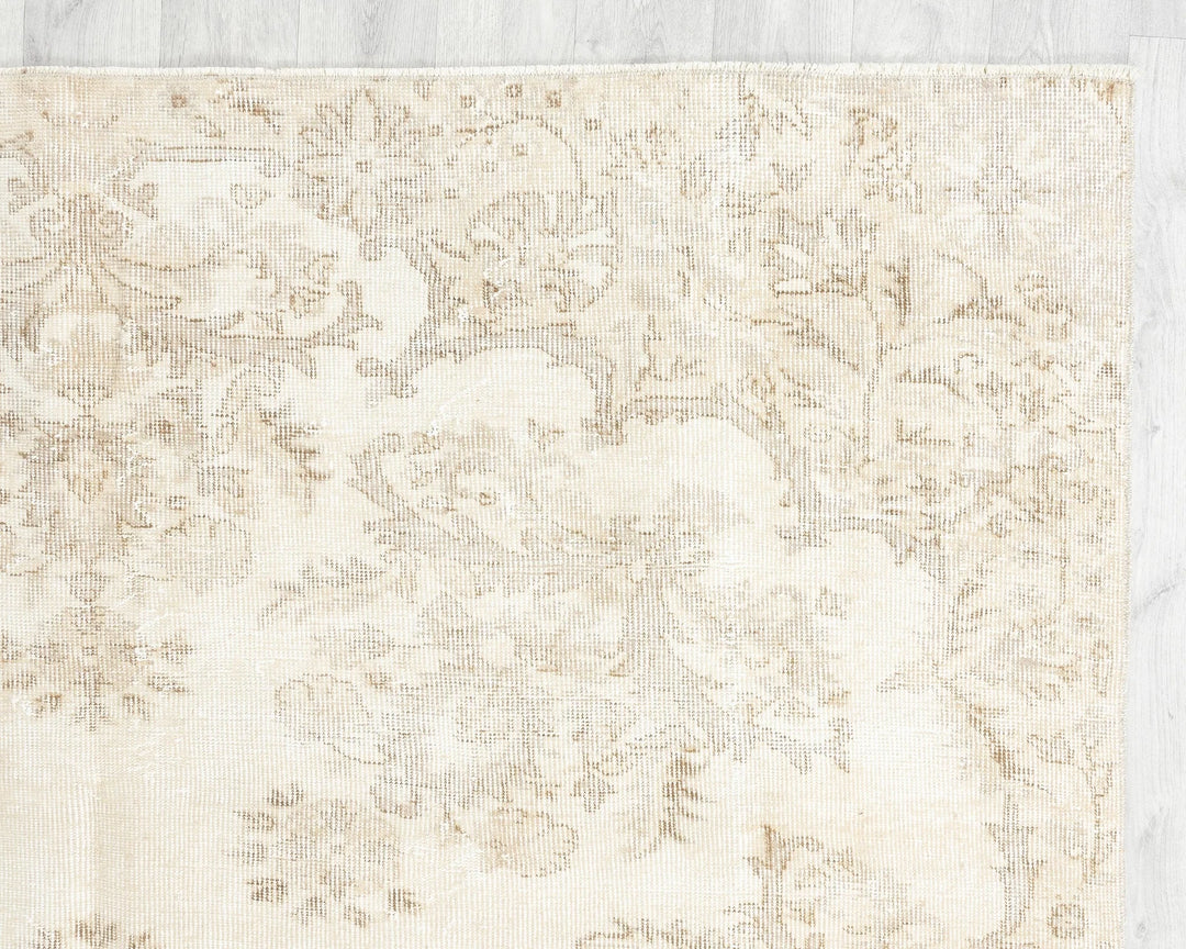 Beige Turkish Oushak Rug 6'2" x 9'7" Hand-Knotted | No. VR89097
