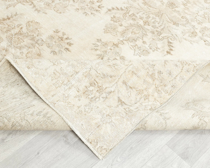 Beige Turkish Oushak Rug 6'2" x 9'7" Hand-Knotted | No. VR89097