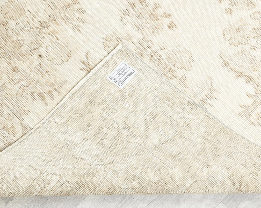 Beige Turkish Oushak Rug 6'2" x 9'7" Hand-Knotted | No. VR89097