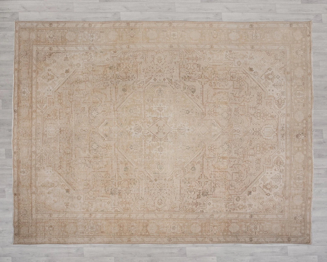 Beige Turkish Oushak Rug 10' x 12' 7" Hand-Knotted | No. VR89271