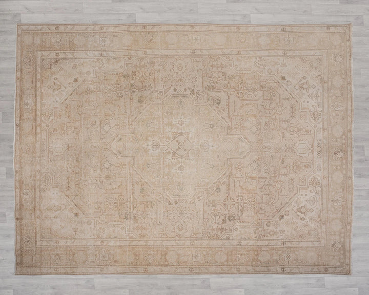 Beige Turkish Oushak Rug 10' x 12' 7" Hand-Knotted | No. VR89271