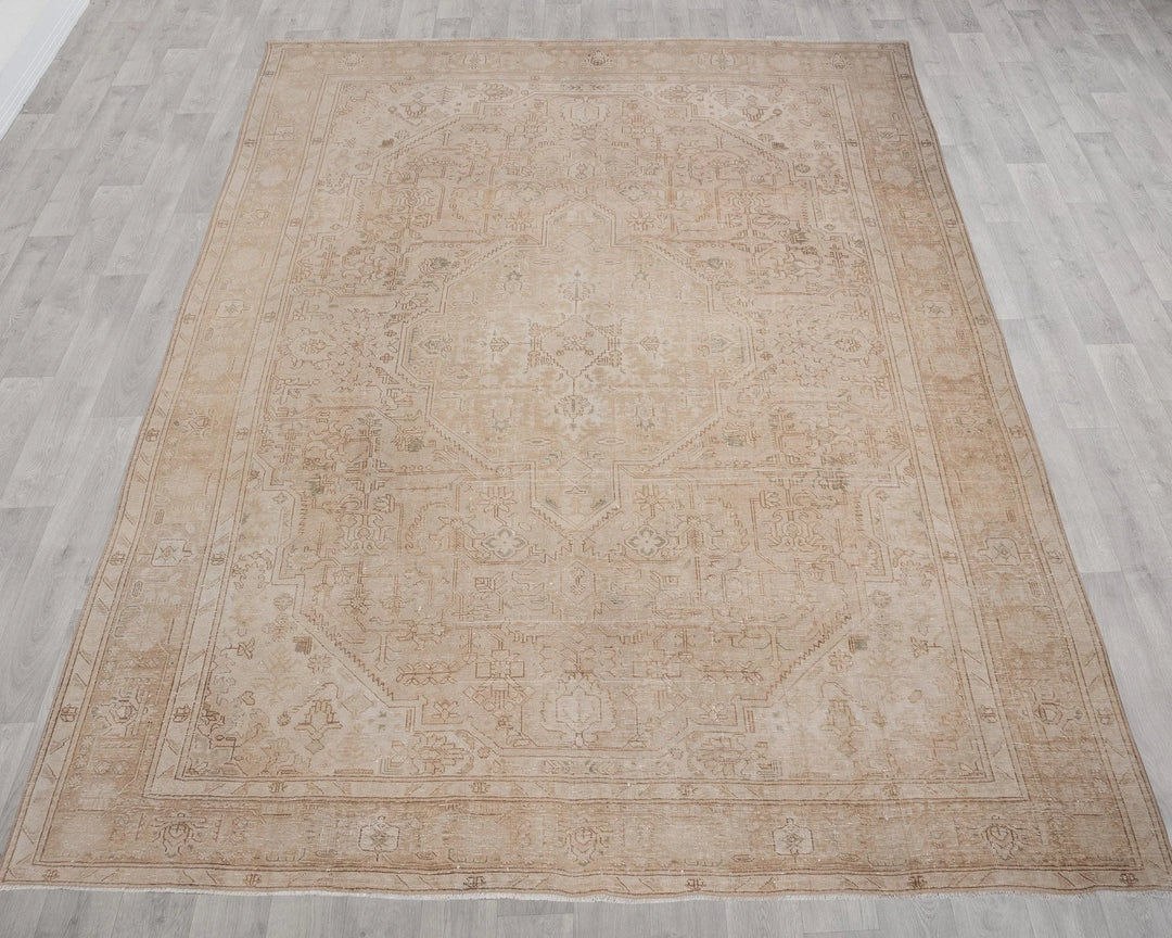 Beige Turkish Oushak Rug 10' x 12' 7" Hand-Knotted | No. VR89271
