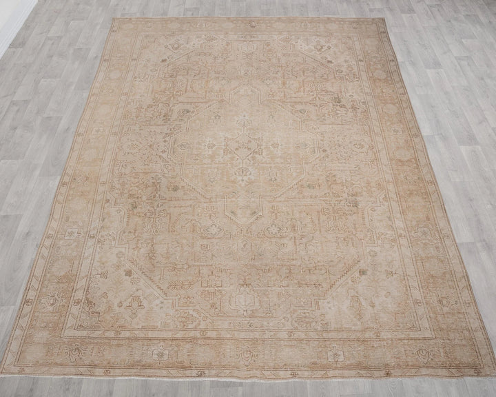 Beige Turkish Oushak Rug 10' x 12' 7" Hand-Knotted | No. VR89271