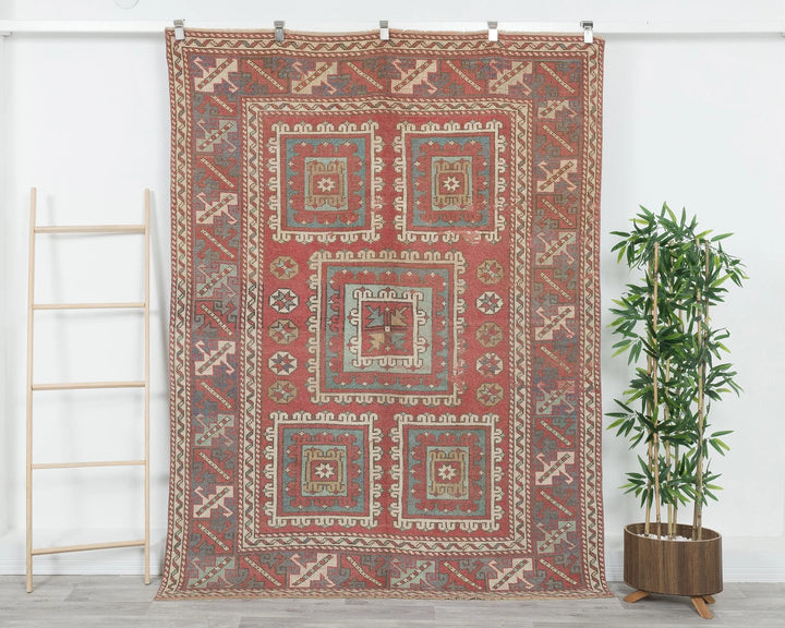 Multicolor Turkish Oushak Rug 5'5" x 6'7" Hand-Knotted | No. VR89367
