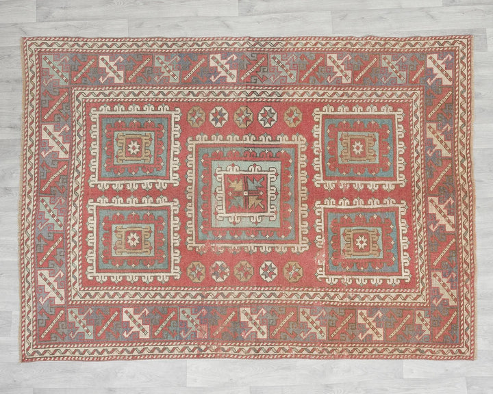 Multicolor Turkish Oushak Rug 5'5" x 6'7" Hand-Knotted | No. VR89367