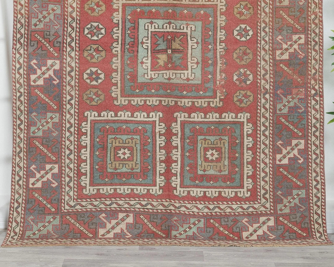 Multicolor Turkish Oushak Rug 5'5" x 6'7" Hand-Knotted | No. VR89367