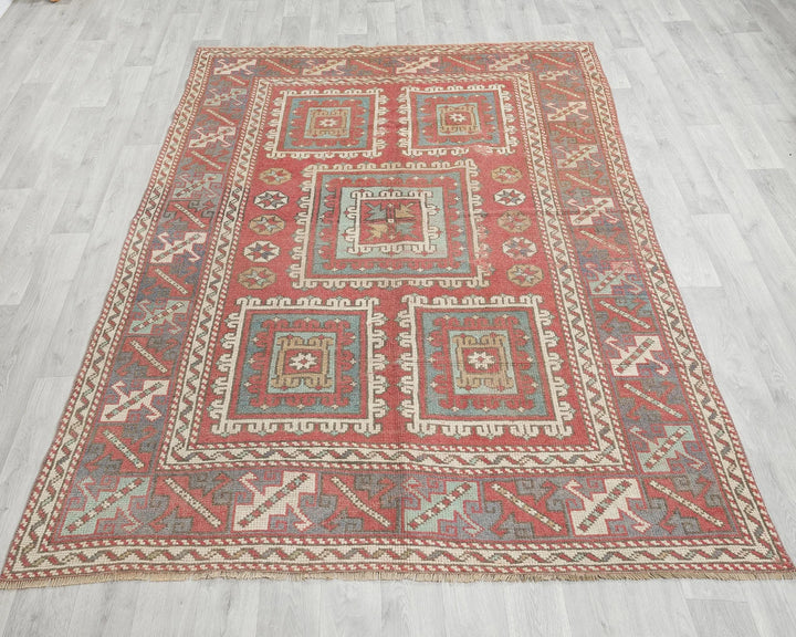 Multicolor Turkish Oushak Rug 5'5" x 6'7" Hand-Knotted | No. VR89367