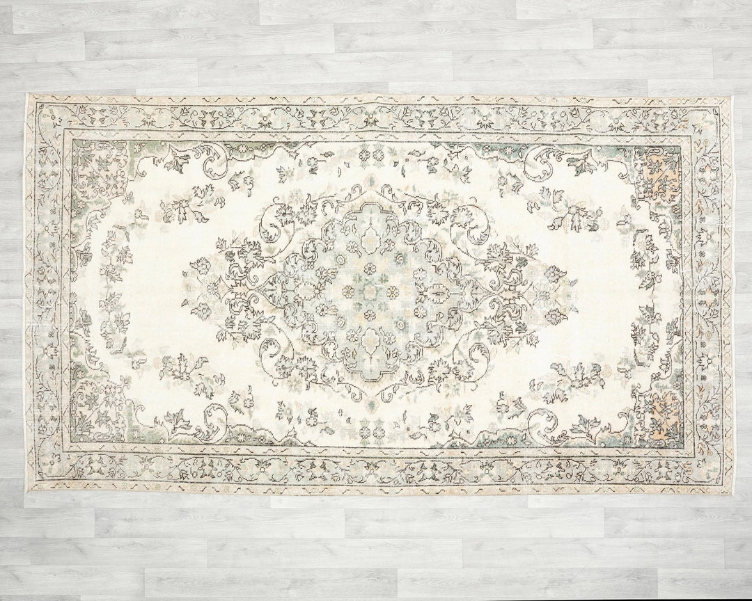 Beige Turkish Oushak Rug 5' 4" x 9' 1" Hand-Knotted view 9