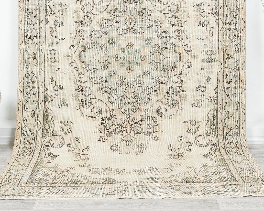 Beige Turkish Oushak Rug 5' 4" x 9' 1" Hand-Knotted view