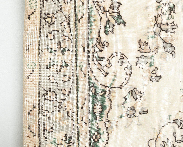 Beige Turkish Oushak Rug 5' 4" x 9' 1" Hand-Knotted close-up