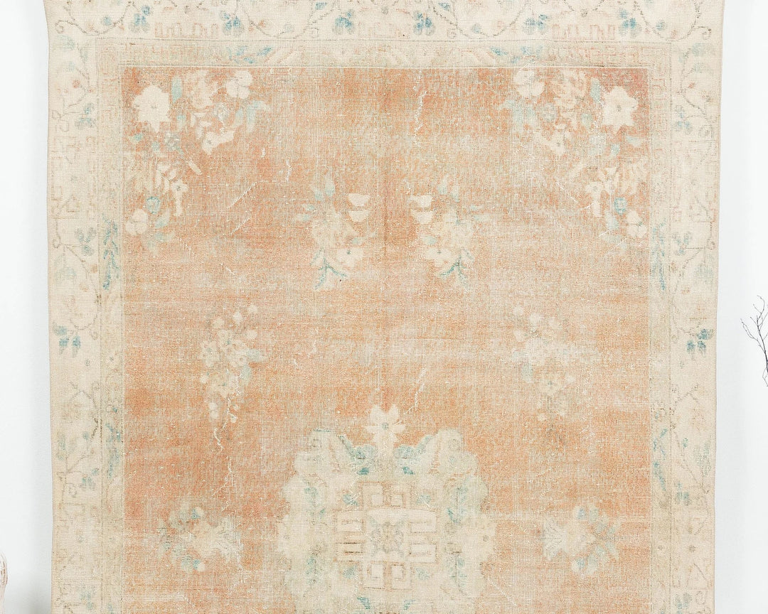 Orange Turkish Oushak Rug 6'2" x 9'11" Hand-Knotted | No. VR89474