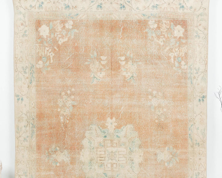 Orange Turkish Oushak Rug 6'2" x 9'11" Hand-Knotted | No. VR89474