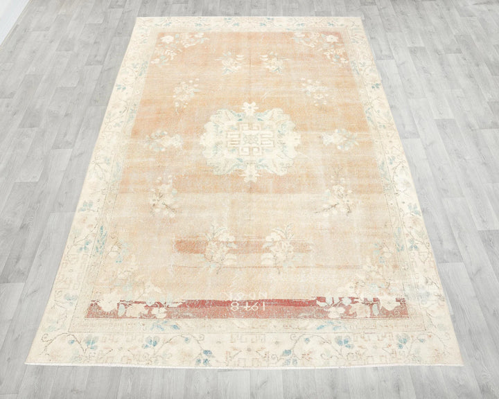 Orange Turkish Oushak Rug 6'2" x 9'11" Hand-Knotted | No. VR89474