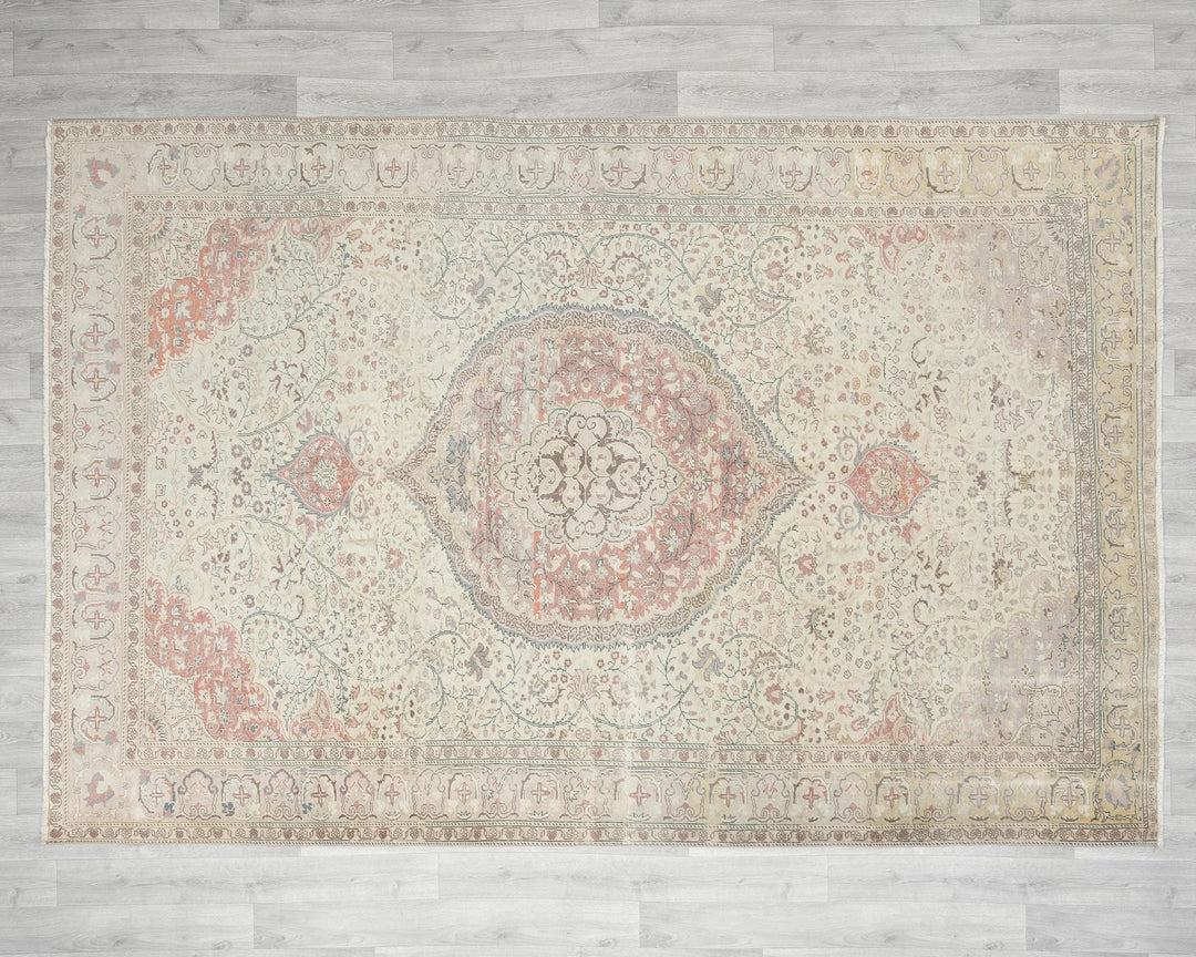 Multicolor Turkish Oushak Rug 6'7" x 9'6" Hand-Knotted | No. VR89567