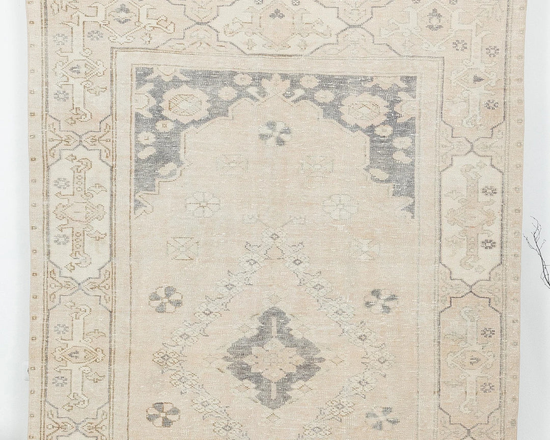 Blue Turkish Oushak Rug 6' 2" x 9' 4" Hand-Knotted detail
