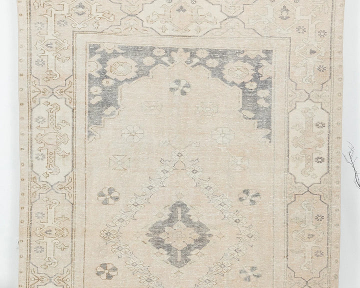 Blue Turkish Oushak Rug 6' 2" x 9' 4" Hand-Knotted detail