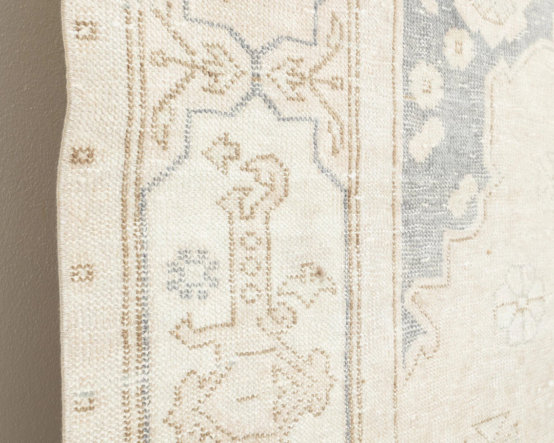 Blue Turkish Oushak Rug 6' 2" x 9' 4" Hand-Knotted close-up