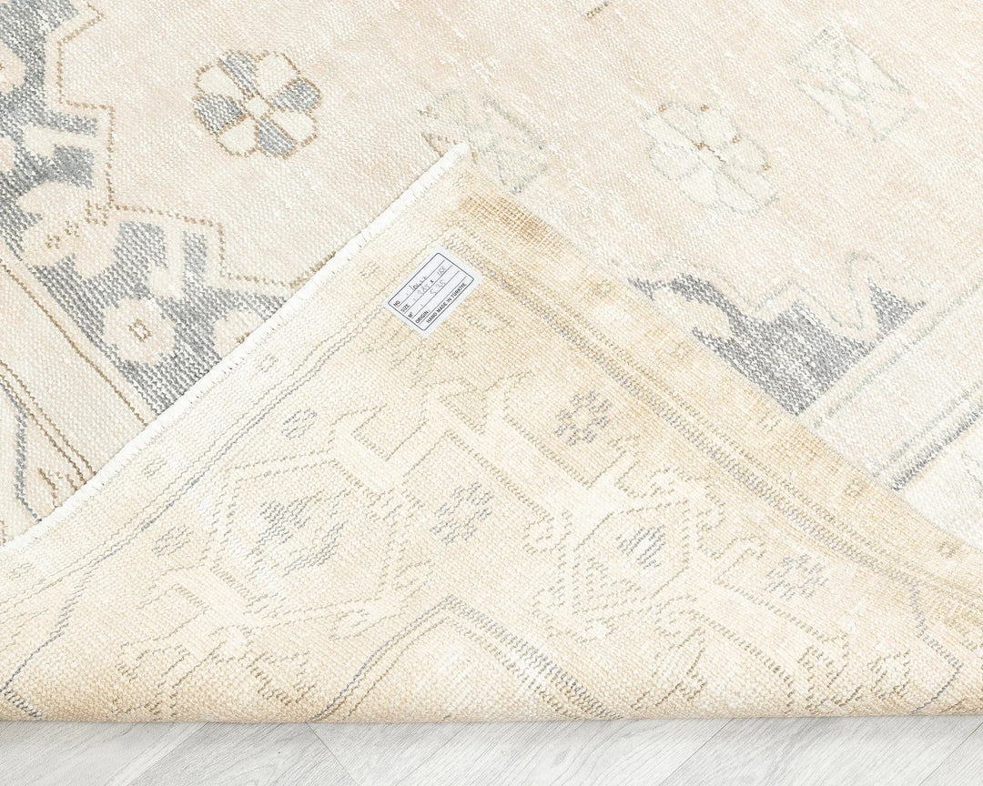 Blue Turkish Oushak Rug 6' 2" x 9' 4" Hand-Knotted texture