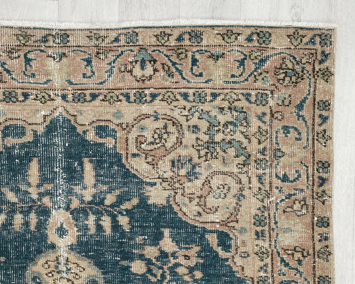 Blue Turkish Oushak Rug 7' 3" x 3' 7" Hand-Knotted | No. VR89627