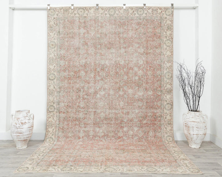 Multicolor Turkish Oushak Rug 6'7" x 10'4" Hand-Knotted