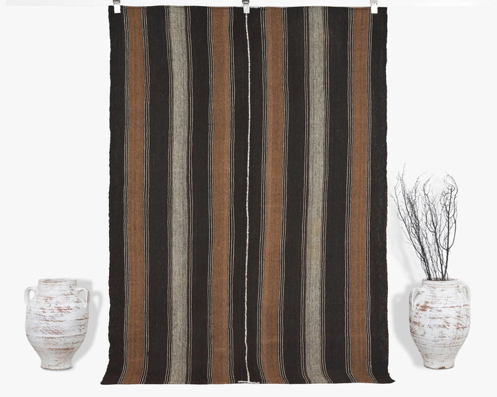 Brown Turkish Kilim Rug 5' x 6' 11" Flat-Weave | No. VR89788