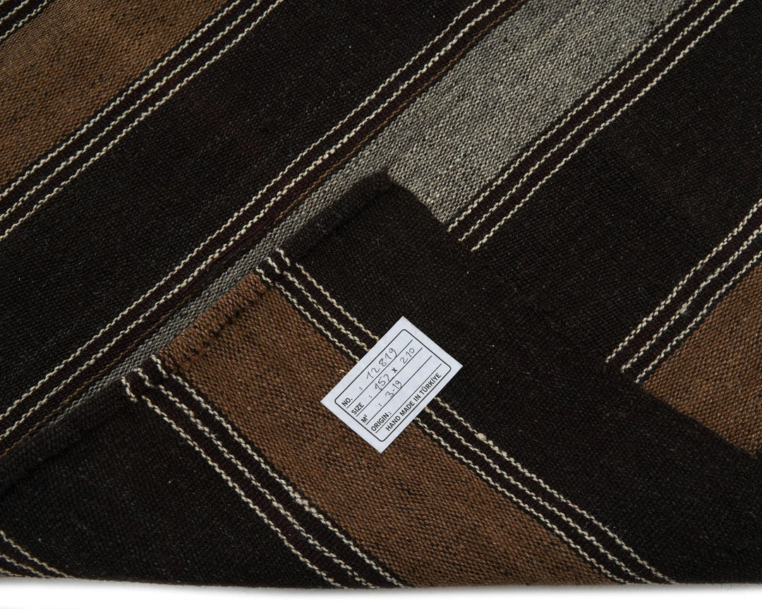 Brown Turkish Kilim Rug 5' x 6' 11" Flat-Weave | No. VR89788