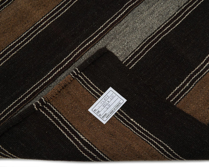 Brown Turkish Kilim Rug 5' x 6' 11" Flat-Weave | No. VR89788