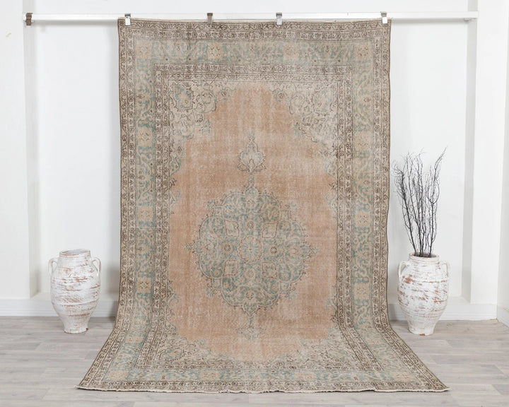 Multicolor Turkish Oushak Rug 6'1" x 9'10" Hand-Knotted | No. VR89941