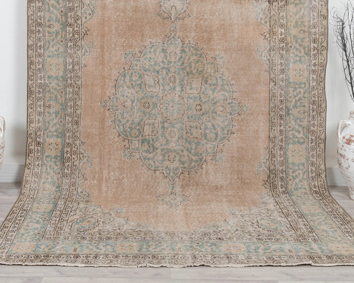 Multicolor Turkish Oushak Rug 6'1" x 9'10" Hand-Knotted | No. VR89941