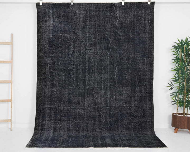 Black Turkish Oushak Rug 5' 7" x 8' 2" Hand-Knotted | No. VR89952
