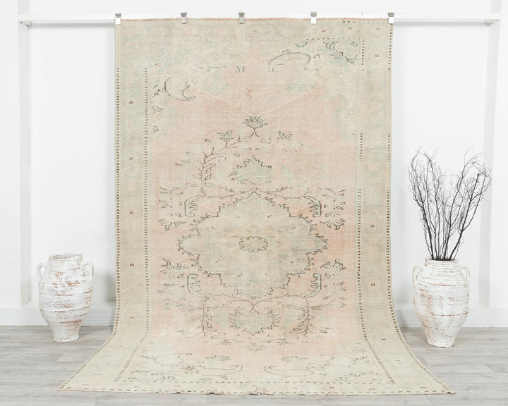 Beige Turkish Oushak Rug 9' x 9' 7" Hand-Knotted | No. VR90063