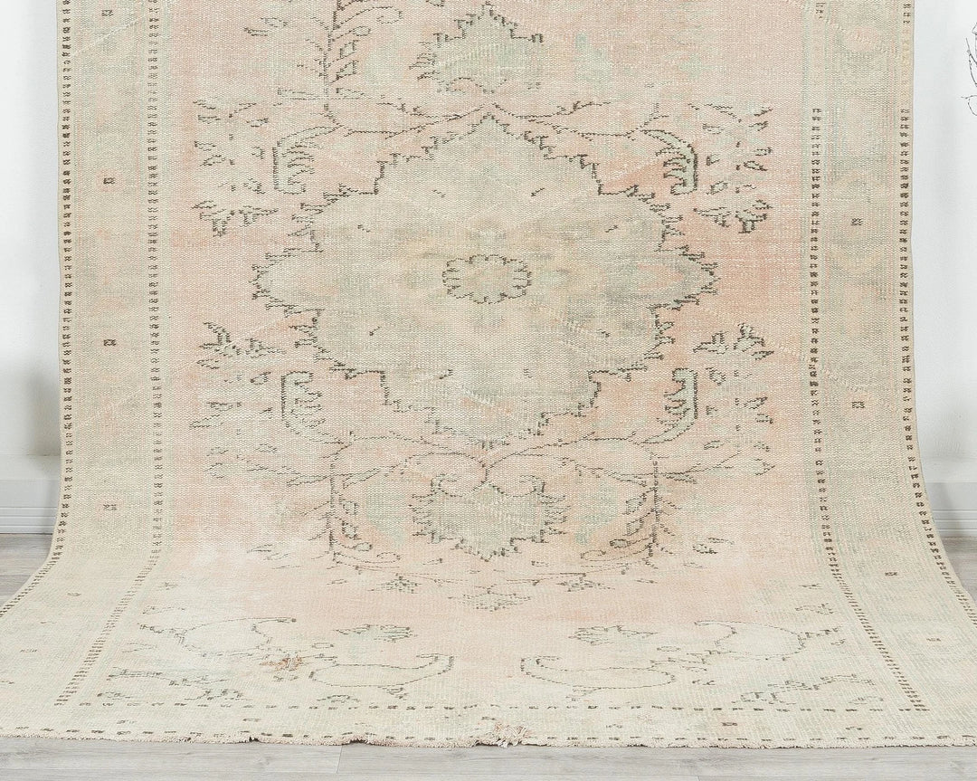 Beige Turkish Oushak Rug 9' x 9' 7" Hand-Knotted | No. VR90063