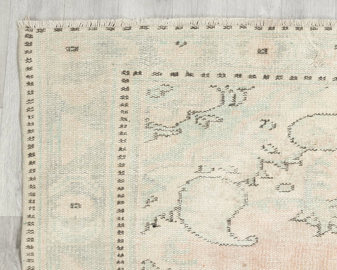 Beige Turkish Oushak Rug 9' x 9' 7" Hand-Knotted | No. VR90063