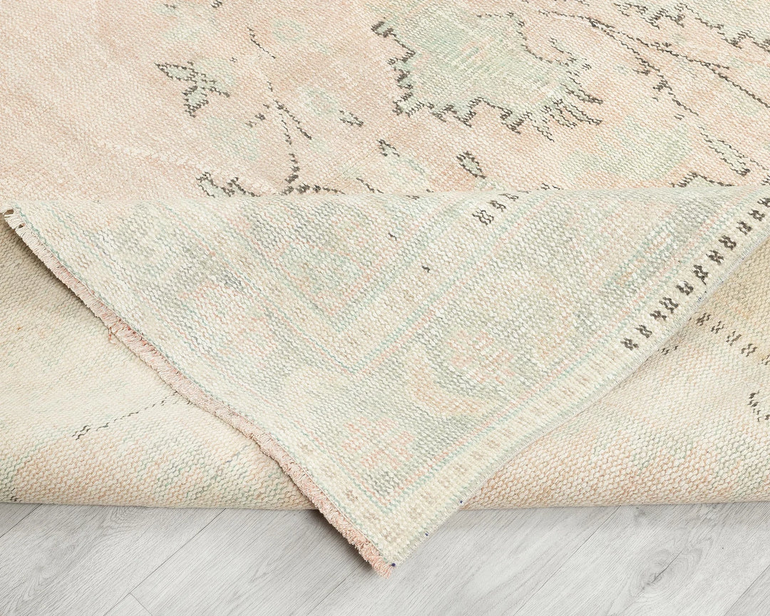 Beige Turkish Oushak Rug 9' x 9' 7" Hand-Knotted | No. VR90063