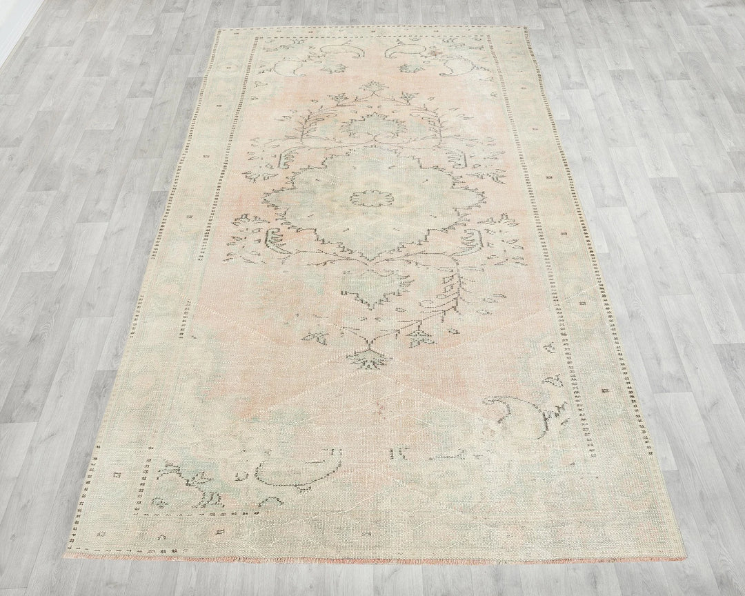Beige Turkish Oushak Rug 9' x 9' 7" Hand-Knotted | No. VR90063