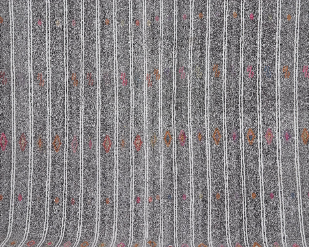 Gray Turkish Kilim Rug 6' 7" x 9' 8" Flat-Weave | No. VR90180