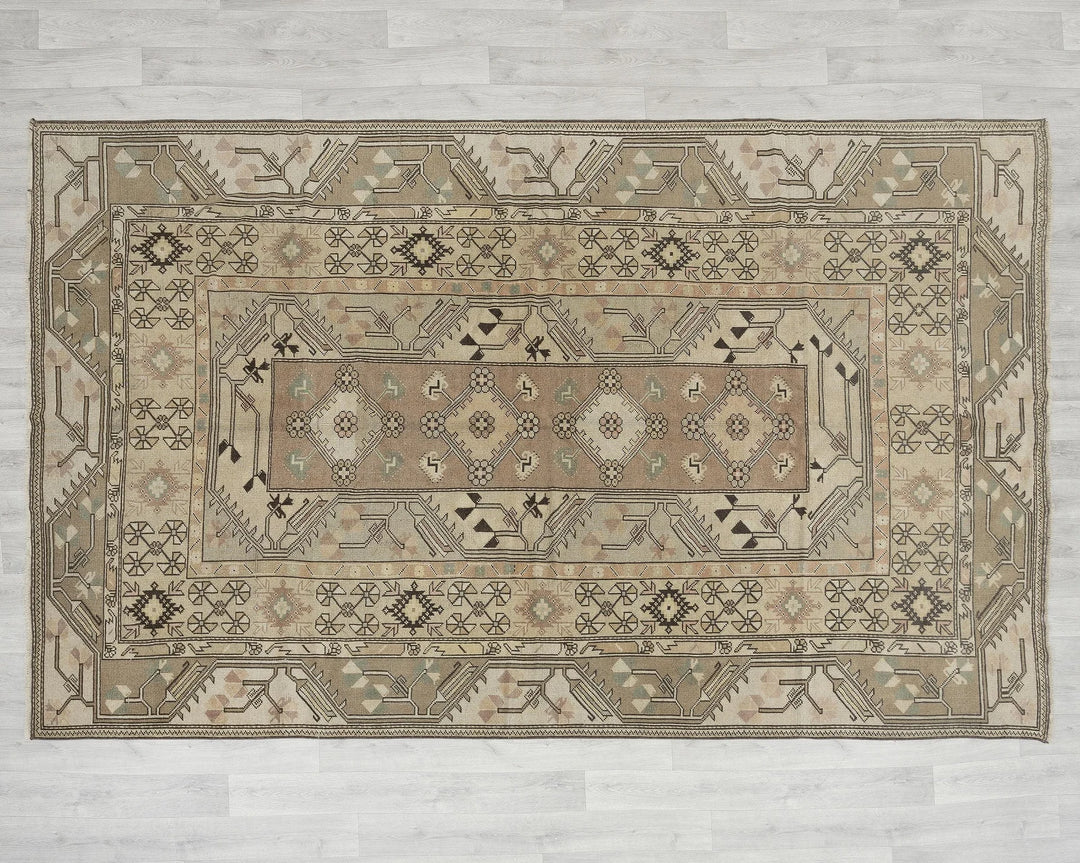 Terracotta Turkish Oushak Rug 6'3" x 9'6" Hand-Knotted view 9