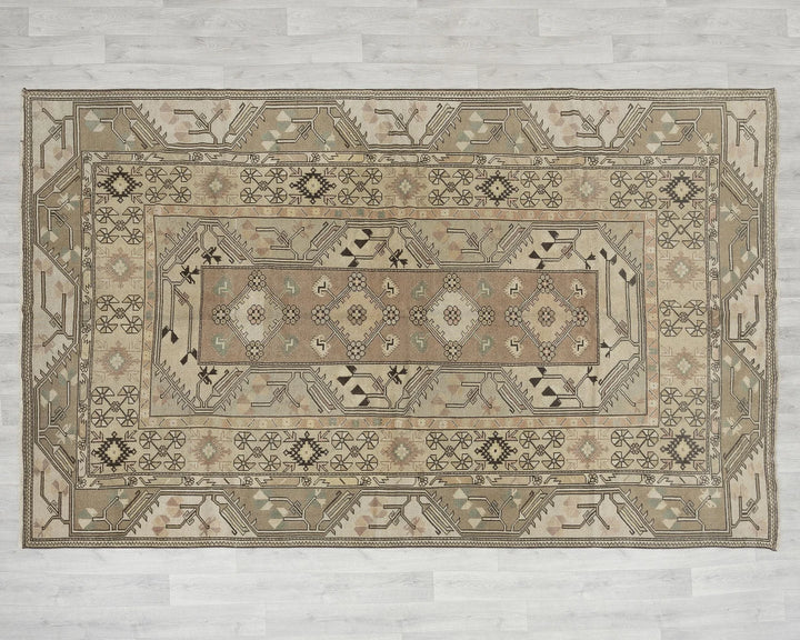 Terracotta Turkish Oushak Rug 6'3" x 9'6" Hand-Knotted view 9