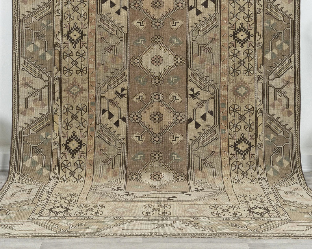 Terracotta Turkish Oushak Rug 6'3" x 9'6" Hand-Knotted detail