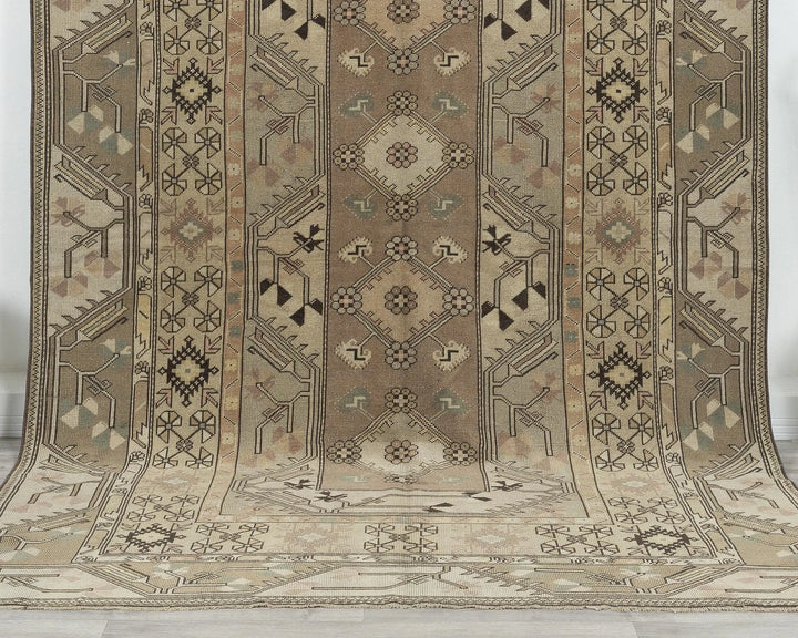 Terracotta Turkish Oushak Rug 6'3" x 9'6" Hand-Knotted detail