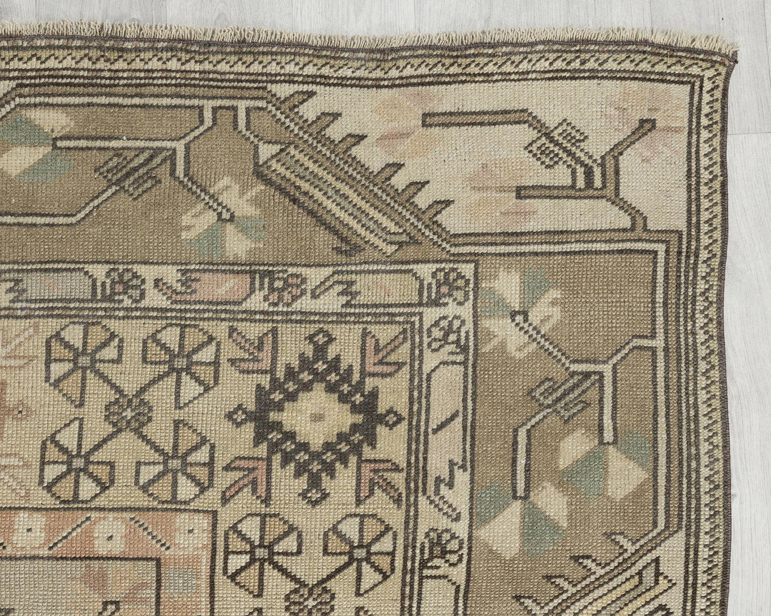 Terracotta Turkish Oushak Rug 6'3" x 9'6" Hand-Knotted pattern